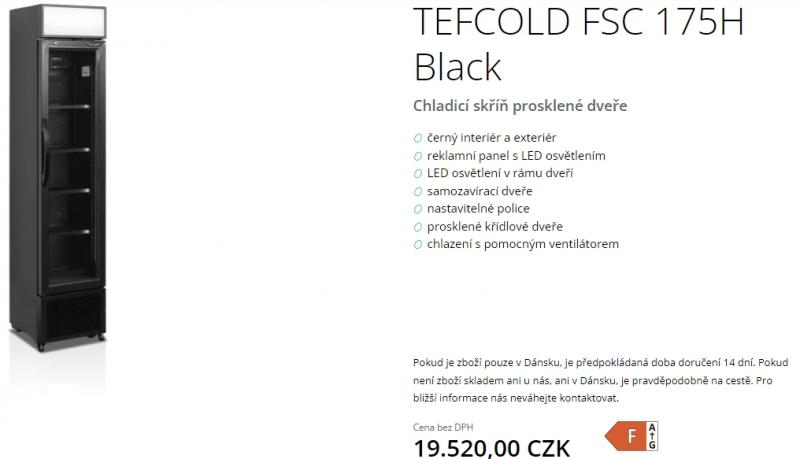 prosklená skříň Tefcold FSC 175H Black